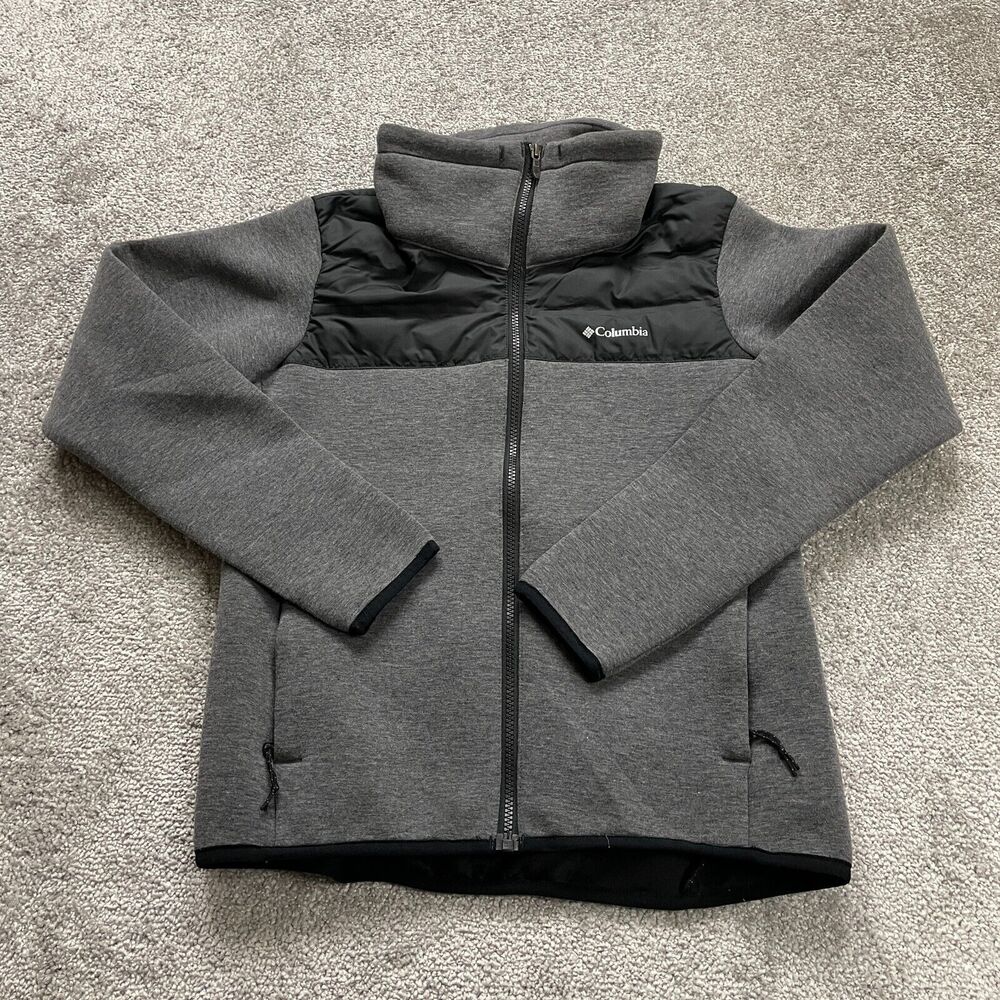 Columbia Northern Comfort Hybrid Jacket Womens Small Gray Black Full Zip Stretch